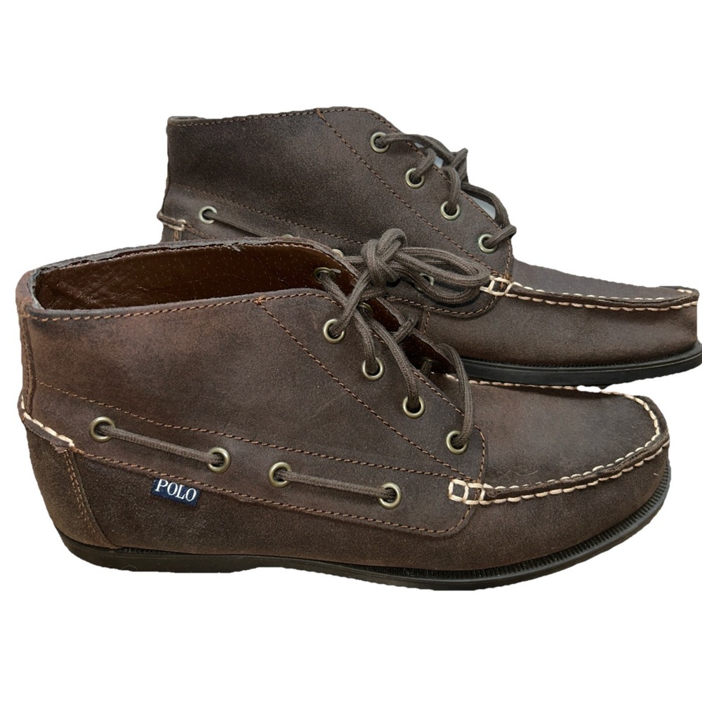 POLO RALPH LAUREN Barx Chukka Chocolate Leather Ankle Boots 11571 Men Sz 9.5D